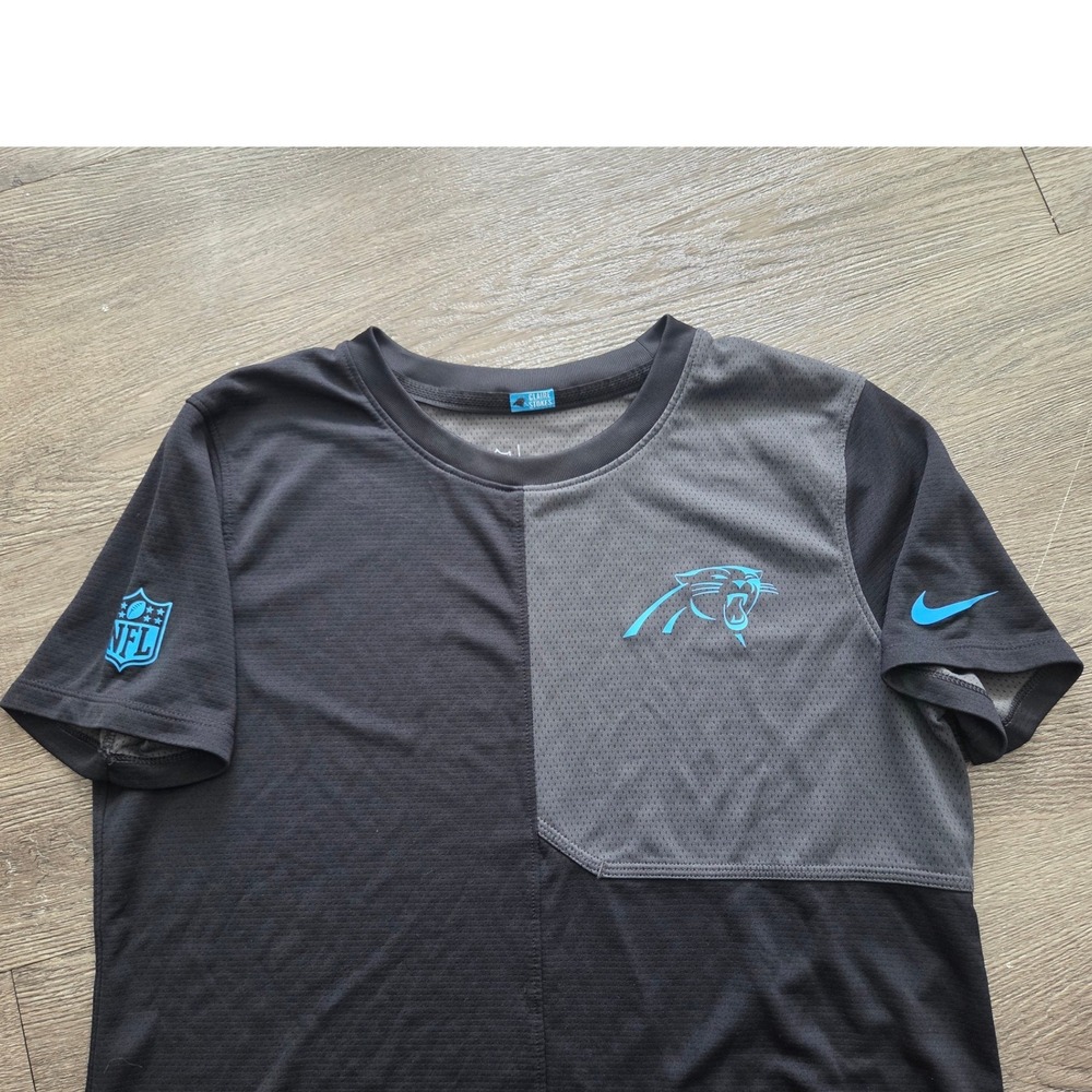 Nike Carolina Panthers NFL T-Shirt Women Medium Black Grey Dri-FIT Logo - Picture 2 of 7
